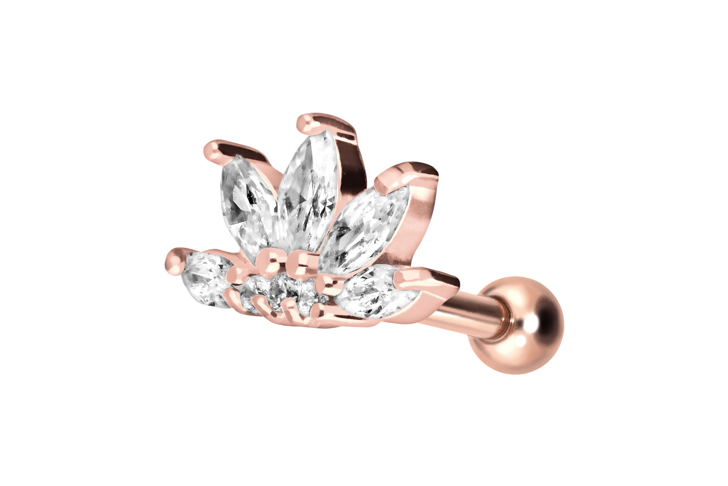 Chirurgenstahl Ohrpiercing LOTUSBLÜTE + KRISTALLE